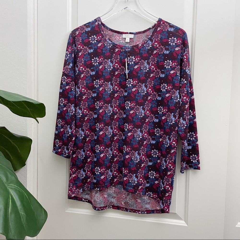 Charming Charlie Floral Print Sweater High Low M